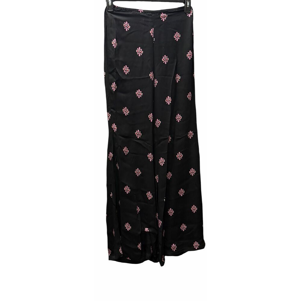 Cynthia Rowley Blake Flared Troussers in Black Floral Print NWT Size 2